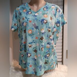 Koi Planet Cat Women’s 2X Scrub Top